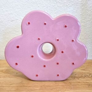 Flower Shaped Floral Vase Pink Red Ceramic 6 inch